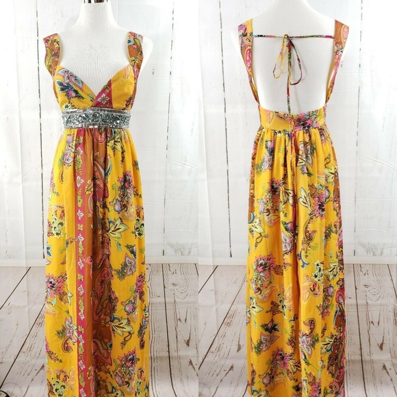 Meghan LA Dresses & Skirts - Meghan LA Beaded Sequin Floral Boho Maxi Dress